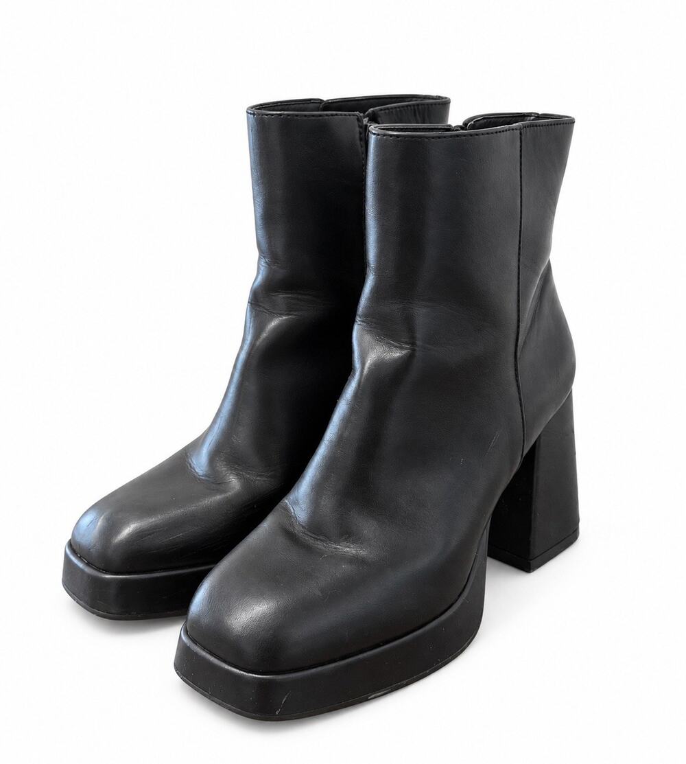 LD Required Women’s Black Platform Ankle Boots Chunky Heel Size 6.5